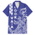 Cook Islands Vaa Polynesian Art Tattoo Family Matching Off Shoulder Maxi Dress and Hawaiian Shirt Blue Color