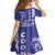 Cook Islands Vaa Polynesian Art Tattoo Family Matching Off Shoulder Short Dress and Hawaiian Shirt Blue Color