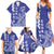 Cook Islands Vaa Polynesian Art Tattoo Family Matching Summer Maxi Dress and Hawaiian Shirt Blue Color