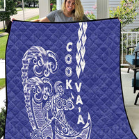 Cook Islands Va'a Polynesian Art Tattoo Quilt Blue Color LT03 Blue - Polynesian Pride