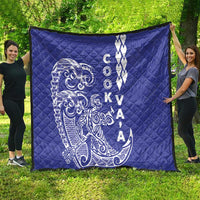 Cook Islands Va'a Polynesian Art Tattoo Quilt Blue Color LT03 - Polynesian Pride