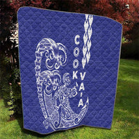 Cook Islands Va'a Polynesian Art Tattoo Quilt Blue Color LT03 - Polynesian Pride