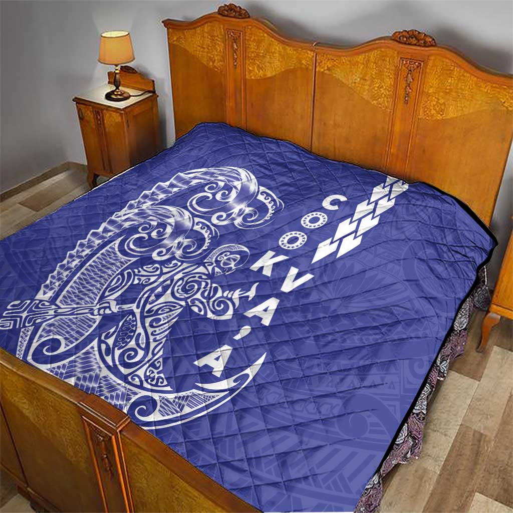 Cook Islands Va'a Polynesian Art Tattoo Quilt Blue Color LT03 - Polynesian Pride