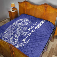 Cook Islands Va'a Polynesian Art Tattoo Quilt Blue Color LT03 - Polynesian Pride