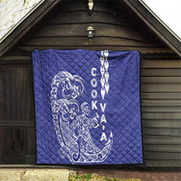 Cook Islands Va'a Polynesian Art Tattoo Quilt Blue Color LT03 - Polynesian Pride