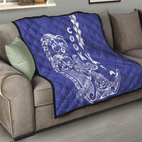 Cook Islands Va'a Polynesian Art Tattoo Quilt Blue Color LT03 - Polynesian Pride