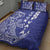 Cook Islands Vaa Polynesian Art Tattoo Quilt Bed Set Blue Color