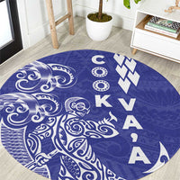 Cook Islands Va'a Polynesian Art Tattoo Round Carpet Blue Color LT03 Blue - Polynesian Pride