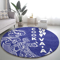 Cook Islands Va'a Polynesian Art Tattoo Round Carpet Blue Color LT03 - Polynesian Pride