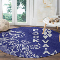 Cook Islands Va'a Polynesian Art Tattoo Round Carpet Blue Color LT03 - Polynesian Pride