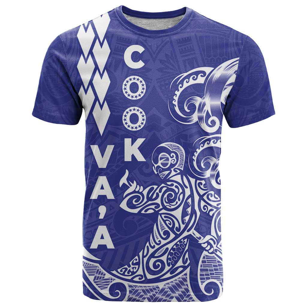 Cook Islands Va'a Polynesian Art Tattoo T Shirt Blue Color LT03 Blue - Polynesian Pride