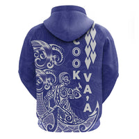 Cook Islands Va'a Polynesian Art Tattoo Zip Hoodie Blue Color LT03 - Polynesian Pride