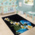 Hawaiian Plumeria and Turtle Area Rug with Polynesian Tribal Art Pattern Vintage Vibes