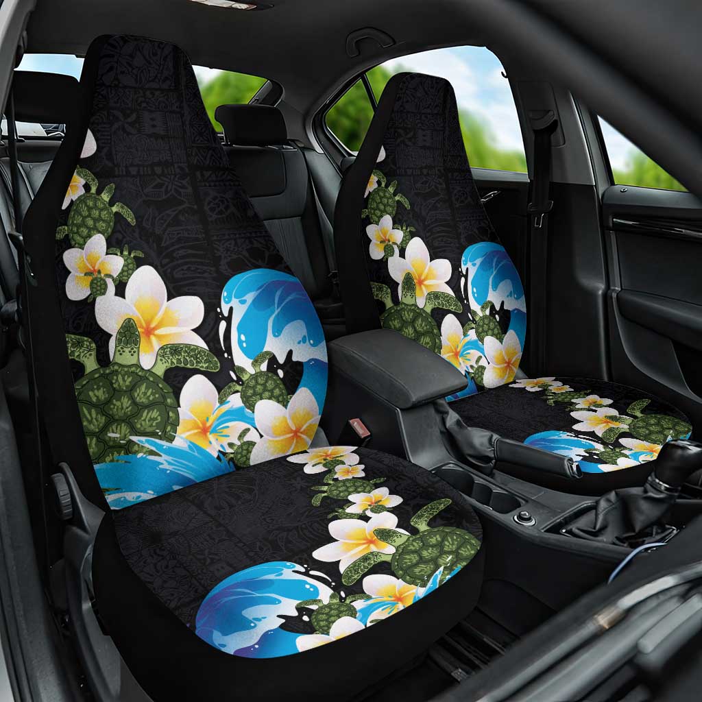 Hawaiian Plumeria and Turtle Car Seat Cover with Polynesian Tribal Art Pattern Vintage Vibes LT03 One Size Black - Polynesian Pride