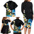 Hawaiian Plumeria and Turtle Family Matching Long Sleeve Bodycon Dress and Hawaiian Shirt with Polynesian Tribal Art Pattern Vintage Vibes