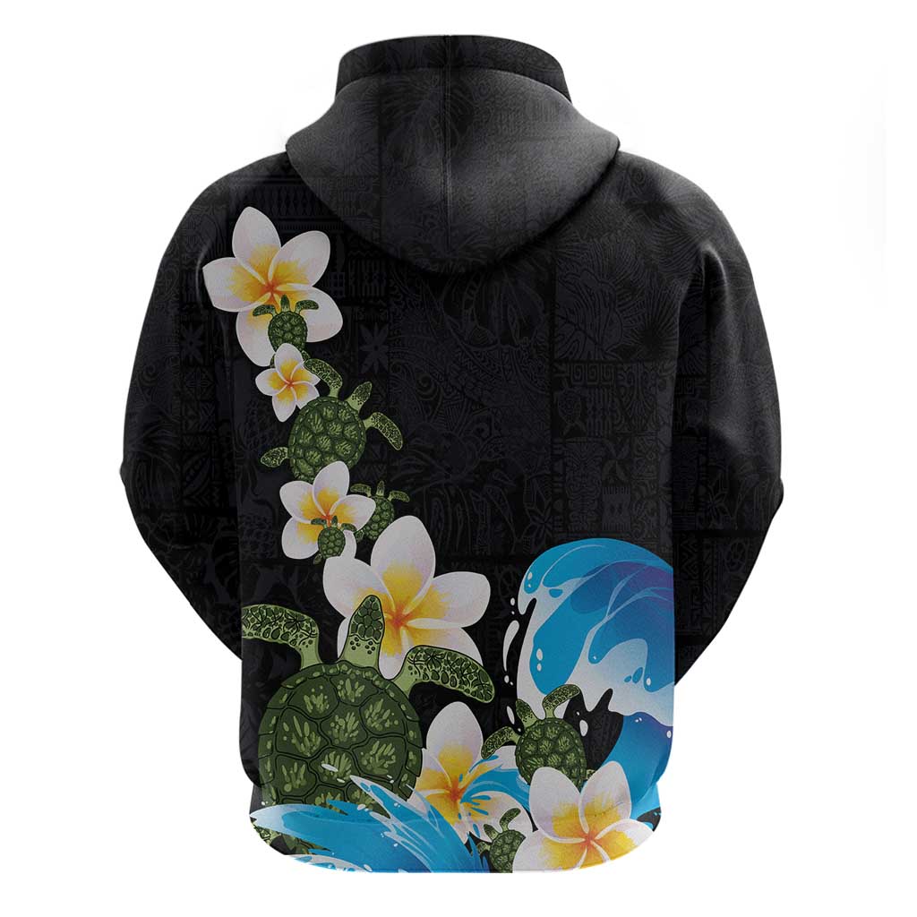 Hawaiian Plumeria and Turtle Hoodie with Polynesian Tribal Art Pattern Vintage Vibes LT03 - Polynesian Pride