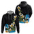 Hawaiian Plumeria and Turtle Hoodie with Polynesian Tribal Art Pattern Vintage Vibes