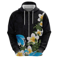 Hawaiian Plumeria and Turtle Hoodie with Polynesian Tribal Art Pattern Vintage Vibes LT03 - Polynesian Pride