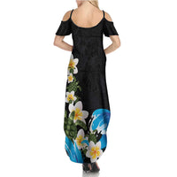Hawaiian Plumeria and Turtle Summer Maxi Dress with Polynesian Tribal Art Pattern Vintage Vibes LT03 - Polynesian Pride