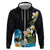 Hawaiian Plumeria and Turtle Zip Hoodie with Polynesian Tribal Art Pattern Vintage Vibes