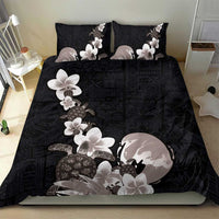 Hawaiian Plumeria and Turtle Bedding Set with Polynesian Tribal Art Pattern Grayscale Color LT03 - Polynesian Pride