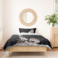 Hawaiian Plumeria and Turtle Bedding Set with Polynesian Tribal Art Pattern Grayscale Color LT03 - Polynesian Pride