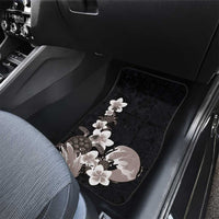 Hawaiian Plumeria and Turtle Car Mats with Polynesian Tribal Art Pattern Grayscale Color LT03 - Polynesian Pride