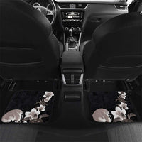 Hawaiian Plumeria and Turtle Car Mats with Polynesian Tribal Art Pattern Grayscale Color LT03 Set 2pcs - Back Black - Polynesian Pride
