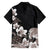 Hawaiian Plumeria and Turtle Family Matching Tank Maxi Dress and Hawaiian Shirt with Polynesian Tribal Art Pattern Grayscale Color