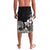 Hawaiian Plumeria and Turtle Lavalava with Polynesian Tribal Art Pattern Grayscale Color