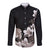 Hawaiian Plumeria and Turtle Long Sleeve Button Shirt with Polynesian Tribal Art Pattern Grayscale Color