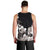 Hawaiian Plumeria and Turtle Men Tank Top with Polynesian Tribal Art Pattern Grayscale Color