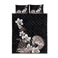 Hawaiian Plumeria and Turtle Quilt Bed Set with Polynesian Tribal Art Pattern Grayscale Color LT03 - Polynesian Pride
