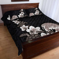 Hawaiian Plumeria and Turtle Quilt Bed Set with Polynesian Tribal Art Pattern Grayscale Color LT03 - Polynesian Pride