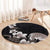 Hawaiian Plumeria and Turtle Round Carpet with Polynesian Tribal Art Pattern Grayscale Color