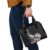 Hawaiian Plumeria and Turtle Shoulder Handbag with Polynesian Tribal Art Pattern Grayscale Color LT03 - Polynesian Pride