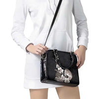Hawaiian Plumeria and Turtle Shoulder Handbag with Polynesian Tribal Art Pattern Grayscale Color LT03 - Polynesian Pride