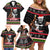 Personalized New Zealand Meri Kirihimete Family Matching Off Shoulder Short Dress and Hawaiian Shirt Maori Warrior with Rugby Christmas Tree LT03 - Polynesian Pride