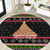 Personalized New Zealand Meri Kirihimete Round Carpet Maori Warrior with Rugby Christmas Tree LT03 Black - Polynesian Pride