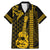 Custom Hawaii Family Matching Mermaid Dress and Hawaiian Shirt Ukelele and Hula Girl Mix Kakau Pattern LT03 Dad's Shirt - Short Sleeve Yellow - Polynesian Pride