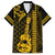 Custom Hawaii Family Matching Short Sleeve Bodycon Dress and Hawaiian Shirt Ukelele and Hula Girl Mix Kakau Pattern LT03 Dad's Shirt - Short Sleeve Yellow - Polynesian Pride