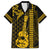 Custom Hawaii Family Matching Tank Maxi Dress and Hawaiian Shirt Ukelele and Hula Girl Mix Kakau Pattern LT03 Dad's Shirt - Short Sleeve Yellow - Polynesian Pride