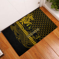 Custom Hawaii Rubber Doormat Ukelele and Hula Girl Mix Kakau Pattern LT03 Yellow - Polynesian Pride