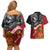 The Kingitanga - Maori King Movement Couples Matching Off Shoulder Short Dress and Hawaiian Shirt Ko Te Mana Motuhake Emblem with Moko and Polynesian Art Tattoo