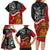 The Kingitanga - Maori King Movement Family Matching Long Sleeve Bodycon Dress and Hawaiian Shirt Ko Te Mana Motuhake Emblem with Moko and Polynesian Art Tattoo