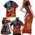 The Kingitanga - Maori King Movement Family Matching Short Sleeve Bodycon Dress and Hawaiian Shirt Ko Te Mana Motuhake Emblem with Moko and Polynesian Art Tattoo