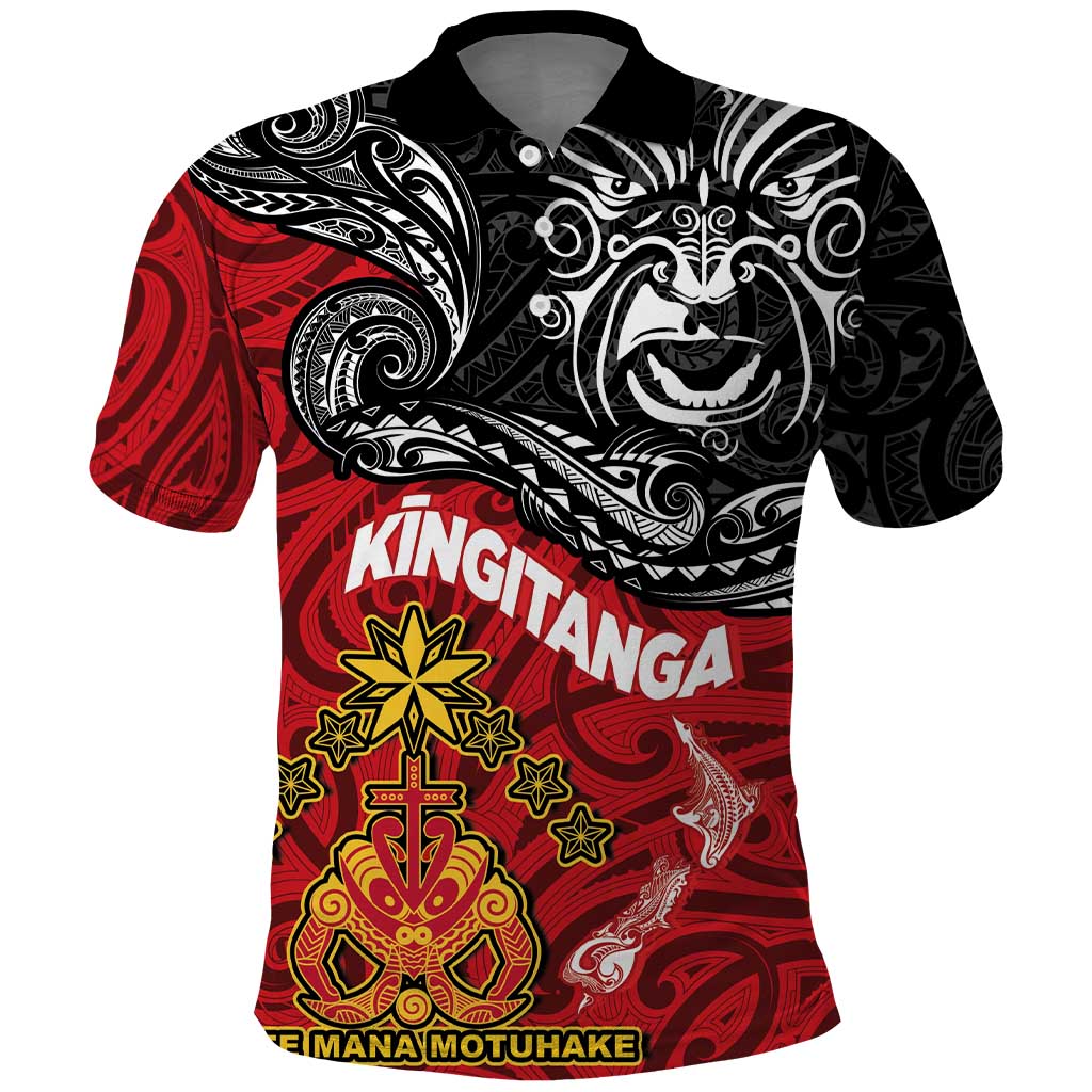 The Kingitanga - Maori King Movement Polo Shirt Ko Te Mana Motuhake Emblem with Moko and Polynesian Art Tattoo