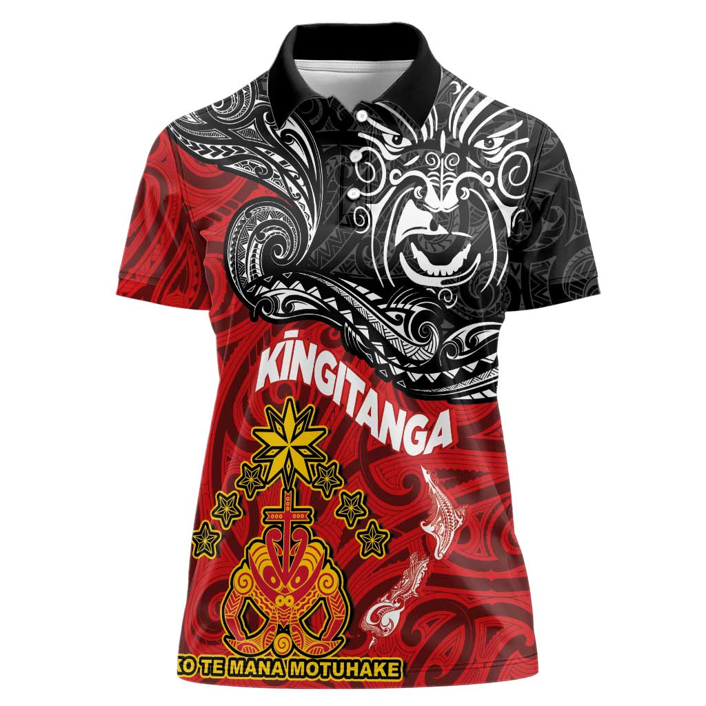 The Kingitanga - Maori King Movement Women Polo Shirt Ko Te Mana Motuhake Emblem with Moko and Polynesian Art Tattoo