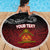 Personalised The Kingitanga - Maori King Movement Beach Blanket Ko Te Mana Motuhake Emblem with Silver Ferns and Polynesian Art Tattoo