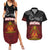 Personalised The Kingitanga - Maori King Movement Couples Matching Summer Maxi Dress and Hawaiian Shirt Ko Te Mana Motuhake Emblem with Silver Ferns and Polynesian Art Tattoo